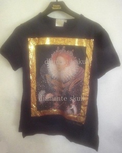 ヴィヴィアンウエストウッド*vivienne westwood*激レア*Vintage*当時物*額縁＆エリザベス女王*BLACK*Tシャツ*新品*S(海外)PUNK*マニア*