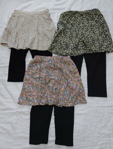 ペアマノン ever closet★女の子 夏用 ショート丈 スカッツ レギンス レギンス付きスカート 小花柄 ドット柄 子供服 140サイズ 3点セット