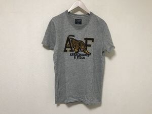 本物アバクロアンドフィッチABERCROMBIE&FITCHコットン刺繍虎トラタイガー半袖TシャツグレーメンズS