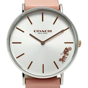 ☆☆ COACH コーチ クォーツ CA.120-7-14-1595-1951PIN-87/3 シルバー×ピンク レディース レザー 腕時計 目立った傷や汚れなし