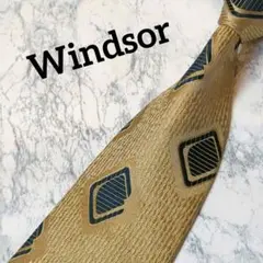 ✺Windsor✺ネクタイ　幾何学模様　和風　ゴールド　ネイビー