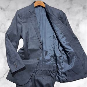 定価50万!!!超弩級XL相当!!!【アルマーニ コレツォーニ ARMANI COLLEZIONI】極上ウール◎伸縮 スーツ セットアップ ストライプ グレー 52