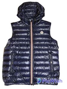 MONCLER モンクレール ダウンベスト ネイビー ロゴワッペン　パーカー　トリコロール　メンズ　サイズ4 極美品