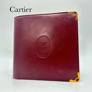 ☆大人気☆ Cartier カルティエ 二つ折り財布 ボルドー レザー 二つ折り 財布