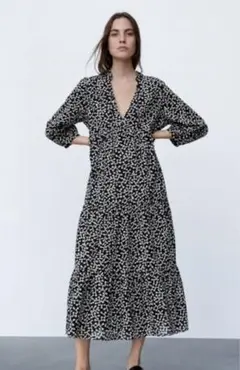 ZARA PRINTED MIDI DRESS M