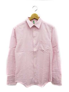 ∞【中古/美品】UNITED COLORS OF BENETTON ベネトン シャツ カジュアル ステンカラー 長袖 M ピンク メンズ □G8