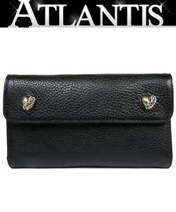 CHROME HEARTS 銀座店 クロムハーツ 新品 ハートボタン ウェーブウォレット 三つ折り長財布 レザー SV925 黒 95836