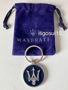 ★【used】マセラティ MASERATI★キーホルダー キーリング ネイビー 袋付