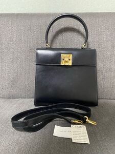 CELINE セリーヌ 2way ショルダーバッグ ハンドバッグ ブラック 黒 レザー フォーマル レディース カバン 1円〜 vintage ヴィンテージ