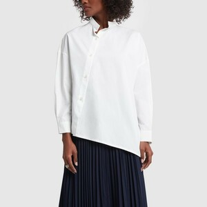 V113/ toteme トーテム White Noma Shirt 長袖ブラウス 変形 アシンメトリー ドロップショルダー スタンドカラー ゆったり S 白