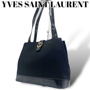 YVES SAINT LAURENT イヴサンローラン　ショルダーバッグ　トートバッグ　ゴールド金具　エナメル　肩掛け