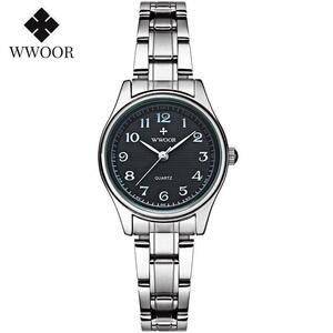 女性腕時計 wwoor ブランドファッションカジュアルレディースブレスレット腕時計防水ステンレス鋼クォーツ時計女性 zegarek damski