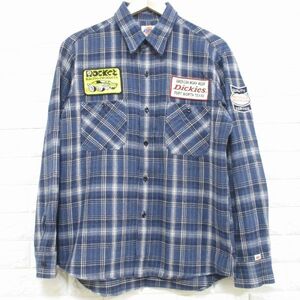 【Dickies】ディッキーズ◆ワッペン付き！ ネルシャツ(ネイビー)◆L