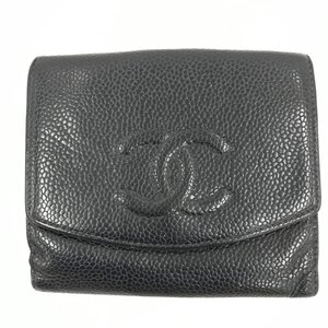 CHANEL シャネル 二つ折り財布 キャビアスキン ココマーク【DAAS4044】