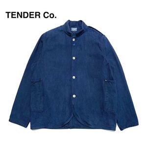 ☆良品 テンダー TENDER 後染め スタンドカラー デニムジャケット カバーオール 英国製 ユーロワーク 古着 ヴィンテージ vintage Gジャン