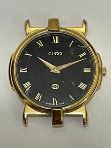 1円スタート GUCCI グッチ 3400M 腕時計 メンズ ボーイズ ラウンド ブラック文字盤 GP×SS ゴールド クォーツ 動作確認済