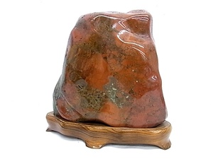 e5306　赤石　赤玉石　庭石　天然石　原石　8.5kg　Ｈ20×W23cm　台座