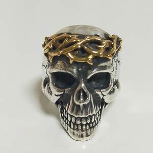 solid beat ソリッドビート SKULL RING スカルリング 指輪 17号 silver925/シルバー925(茨 真鍮）