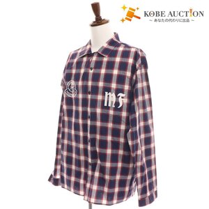 ■ モンクレール CAMICIA シャツ 長袖 トップス コットンシャツ チェックシャツ フラグメント メンズ 4 ネイビー系