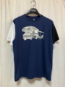 go slow caravan ゴースローキャラバン プリント入り半袖Tシャツ 紺 4 中古品