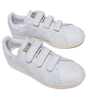 美品!! US 8 ・26㎝ 限定 15年製 adidas Originals スタンスミス ベルクロ 白x金 レザー STAN SMITH CF 天然皮革