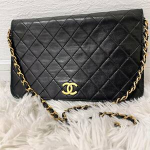 CHANEL シャネル マトラッセ プッシュロック ココマーク フルフラップ ラムスキン チェーン ショルダーバッグ