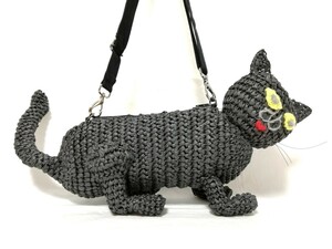 美品 Sybilla シビラ ショルダーバッグ ネコ ブラック 黒 猫 ポーチ バッグ