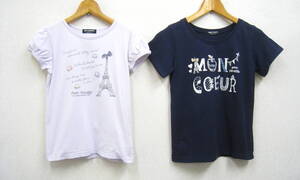 pom ponette◆ポンポネット プリント Tシャツ 2枚セット キッズ サイズM(150) ラベンダー系＆ネイビー