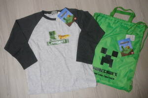 ●マインクラフト長袖Tシャツ（130ｃｍ）+袋つき