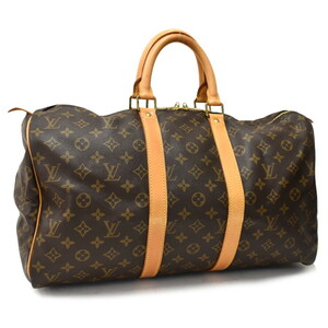 1円 ◆美品 LOUIS VUITTON ルイヴィトン ボストンバッグ キーポル45 M41428 モノグラム キャンバス ブラウン◆E.Cme.s1-27