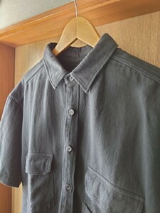 hobo artisan s/s shirt linen cotton twill hand dyed シャツ リネン ブラック 半袖 ノンネイティブ vendor