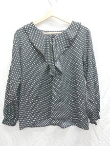 ◇ AZUL BY MOUSSY ドット 水玉 フリル 長袖 シャツ ブラウス サイズS ブラック ホワイト レディース P