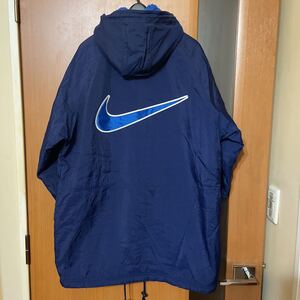 人気『NIKE』90sスウッシュロゴ裏ボアフーテッドコート ナイキ ベンチコート 00s 古着 VINTAGE ビンテージ ヴィンテージ Lサイズ