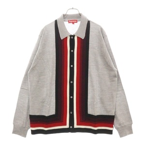 SUPREME シュプリーム 19SS Corner Stripe Polo Sweater ストライプ ウール ニットセーター グレー