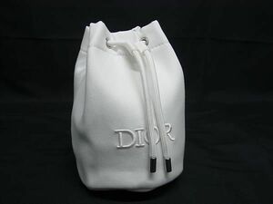 ■極美品■ ChristianDior クリスチャンディオール キャンバス 巾着型 ポーチ マルチケース 小物入れ レディース アイボリー系 DF8282