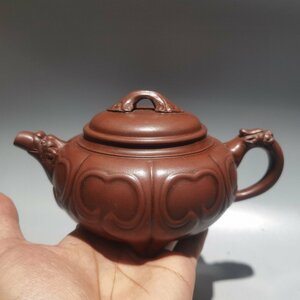 ◆古寳堂◆近現代 紫砂壺 如意龍壺 顧景舟 紫泥 茶具 茶道品 極細工 古置物 古擺件 中国古美術 時代物 古董品