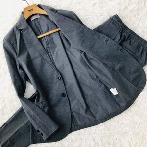 アバハウス【ABAHOUSE】スーツ　セットアップ　テーラードジャケット　グレー　M/L　ストレッチ　ブレザー　メンズ　ポリ　33