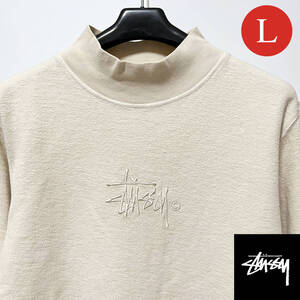 【サイズ：L】STUSSY GEN MOCK NECK FLEECE Natural ステューシー モックネック フリース カットソー スウェット ニット ナチュラル 白系