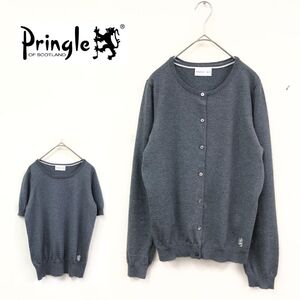 1D1008-K◆PRINGLE 1815 プリングル アンサンブルニットトップス◆sizeUK12 グレー カーディガン&半袖ニット ウール100% カジュアル