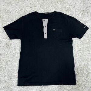 BURBERRY BLACK LABEL バーバリブラックレーベル ヘンリーネック 半袖 Tシャツ ホースロゴ ブラック 黒 サイズ3