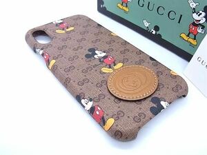 ■新品■未使用■ GUCCI グッチ 602551 ディズニーコラボ ミッキー マイクロGG PVC iPhoneX/XS 対応 アイフォンケース ブラウン系 FB0050