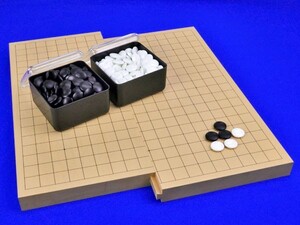 囲碁セット　19路9路スライド囲碁盤セット(ガラス碁石桜・プラ角箱)【囲碁将棋専門店の将碁屋】