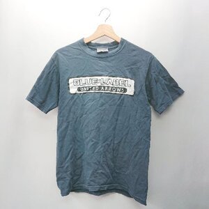 ◇ ⊂ UNITED ARROWS BLUE LABEL ロゴプリント 半袖 Tシャツ サイズS ネイビー系 メンズ E