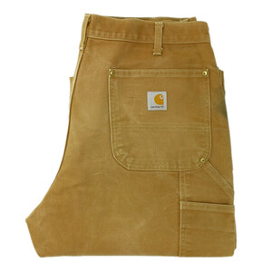 ヴィンテージ USA製 Carhartt カーハート ダック ダブルニー ペインターパンツ 雰囲気◎ size.36×30 90s 00s ブラウン アメカジ ワーク 