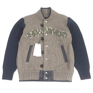 極美品□Sacai サカイ 23SS 23-02985M Code Embroidery Knit Blouson エンブロイダリー ニットブルゾン ベージュ 1 日本製 正規品