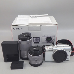 1円〜 キヤノン EOS M100 ミラーレス一眼 ホワイト EF-M 15-45 / 55-200 IS STM Kit ※動作確認済み 現状品 カメラ 321-3099664【O商品】