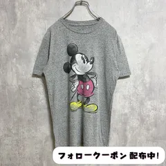 古着 used　Disney　ディズニー　Mickey mouse　ミッキーマウス　半袖プリントTシャツ　グレー　クルーネック