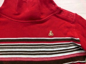 babyGAP★定番クマ刺繍タートルネック長袖ボーダーT　ワイン90㎝