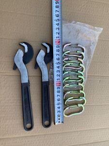  未使用 工具 道具 TOP TOOL STEEL パイプレンチ モンキーレンチ レンチカラビナまとめて　コンパクト　全国送料700円