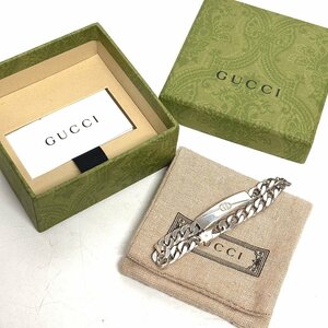 【41】 GUCCI グッチ GGロゴ ブレスレット シルバー sv925 19.1g シルバーアクセサリー 保存袋 ケース